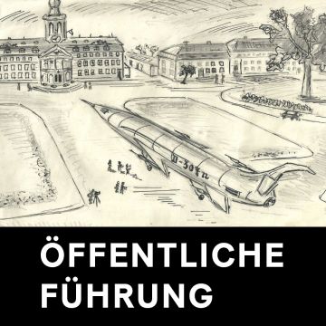Zeichnung von Karl Hans Janke, Flugzeug/Trajekt in der Hubertusburg, 1969; Hinweis Öffentliche Führung
Copyright: Rosengarten e.V.