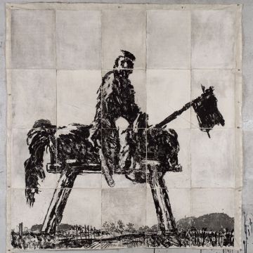 Zeichnung Reiter mit Pferd
William Kentridge, Garibaldi, 2016
© Courtesy Kentridge Studio, Foto: Thys Dullaart